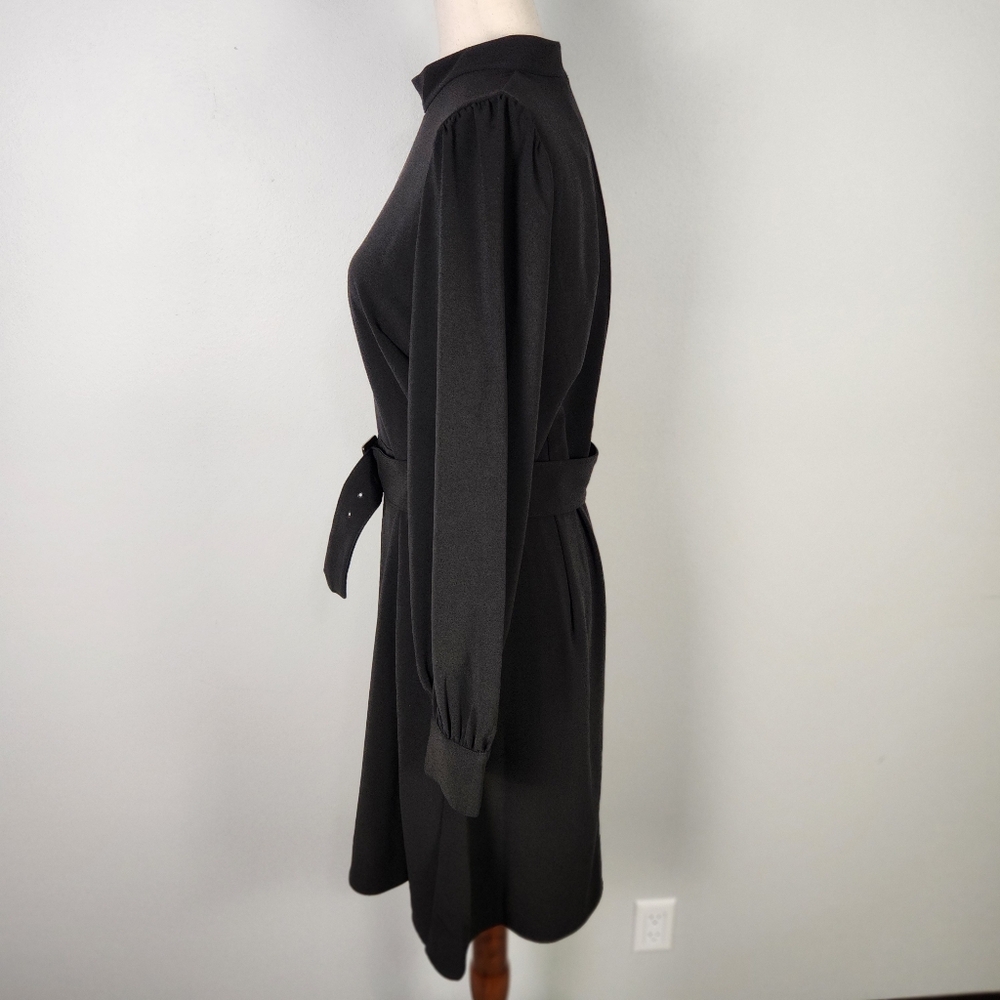 NWT Banana Republic Black Mock Neck Belted Fit & Flare Mini Dress Size 10 #0602 - Picture 6 of 14